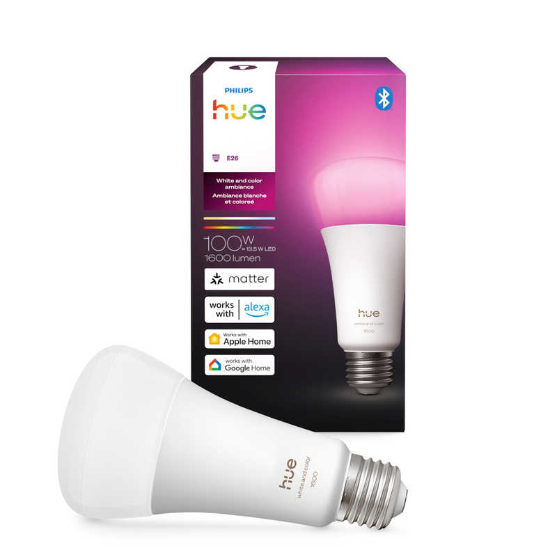 フィリップス　PHILIPS　LED電球 フルカラー 100W形 E26 Philips Hue ［E26 / 一般電球形 / 100W相当 / 1個］　PH10WC1-SU