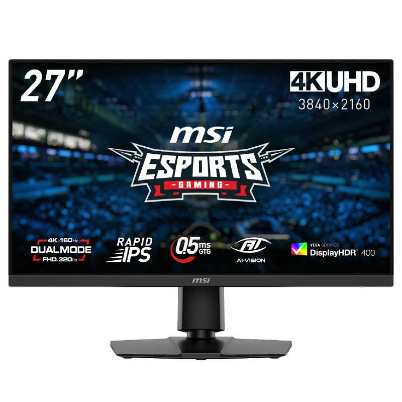 MSI　ゲーミング液晶ディスプレイ ［27型 / 4K(3840×2160) / ワイド / 160Hz］　MAG 272URDF E16