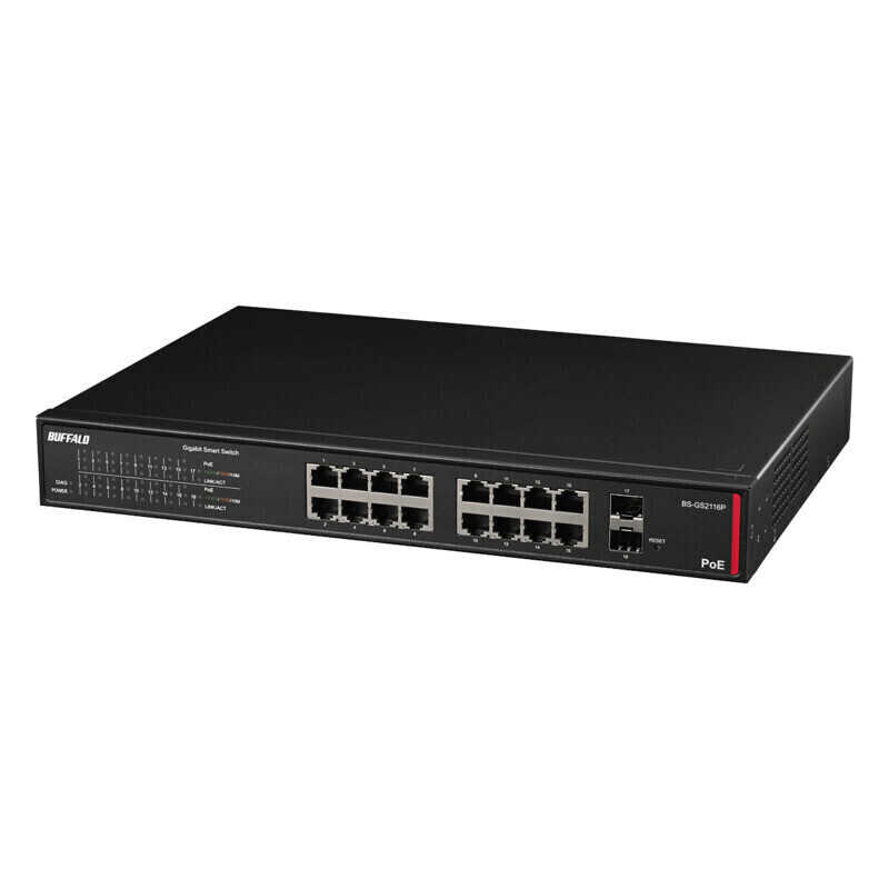 BUFFALO　スイッチングハブ ［8ポート /1Giga対応 /SFP］ PoE給電 ブラック　BS-GS2116P