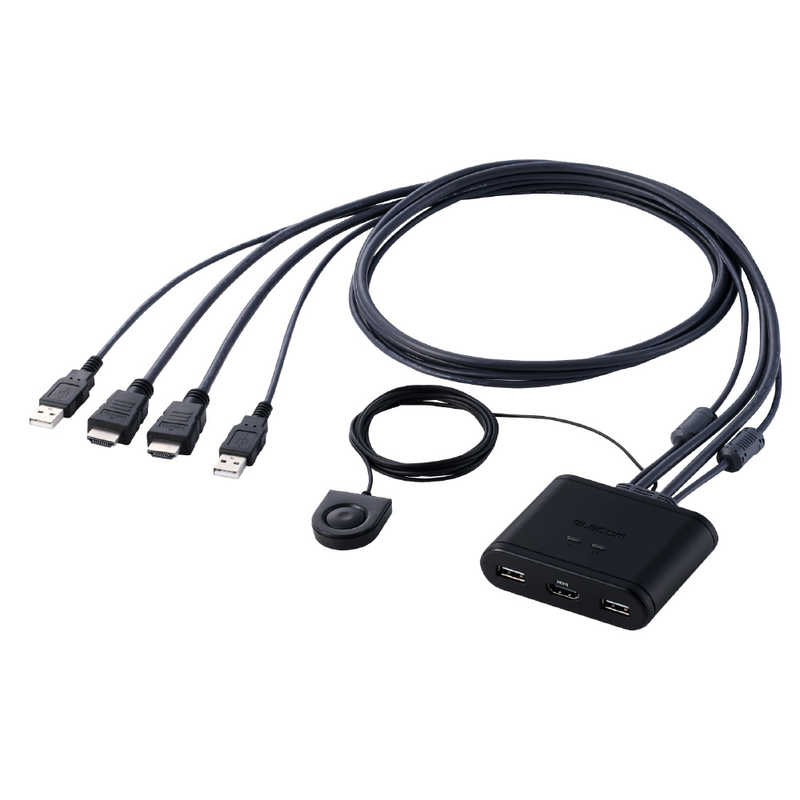 エレコム ELECOM 手元スイッチ付 HDMI KVM切替器 2台用 KVM-KHUSN2|コジマ店