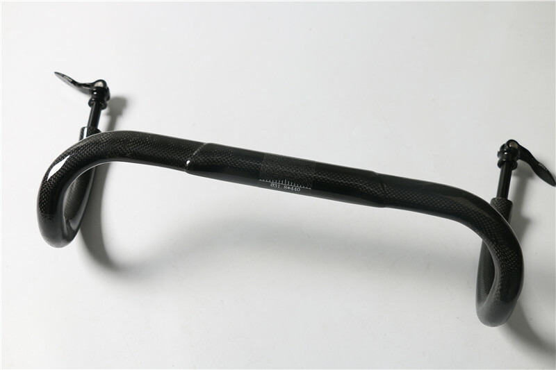ロードバイクハンドル φ31.8mm 無地3K 東レT800カーボン 超軽量 ワイヤー外装 エアロハンドル 380/400/420/440/460mm 取り寄せ商品 wb004
