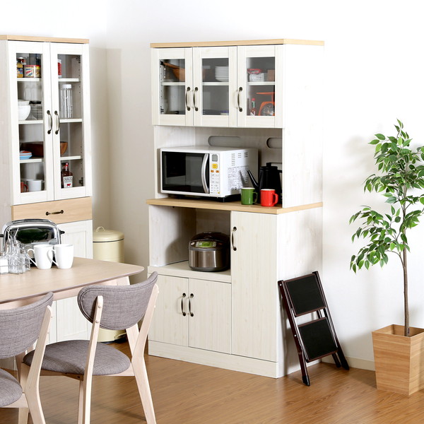 食器棚 安い おしゃれ 北欧 安い 奥行48 キッチン 収納 棚 棚 ラック カップボード 木製 ダイニングボード 幅90 奥行48 高さ180 大容量 ナチュラル ホワイト