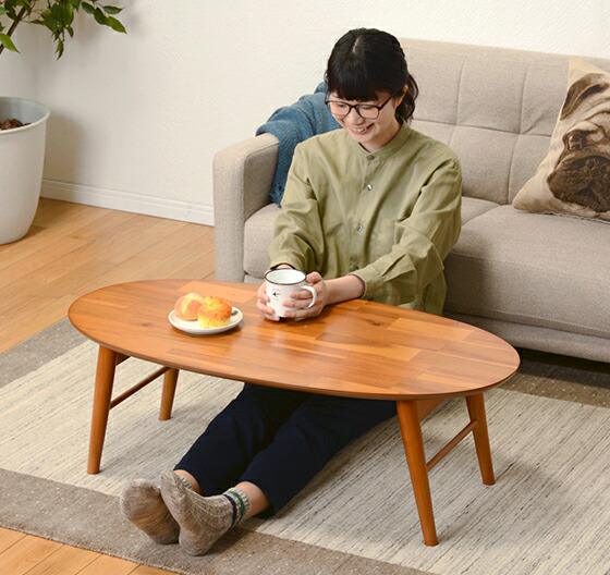 【送料込】清美堂 木製 折り畳み 楕円ちゃぶ台 座卓 センター コーヒーテーブル 送料込】清美堂 木製 折り畳み 楕円ちゃぶ台 座卓 センター