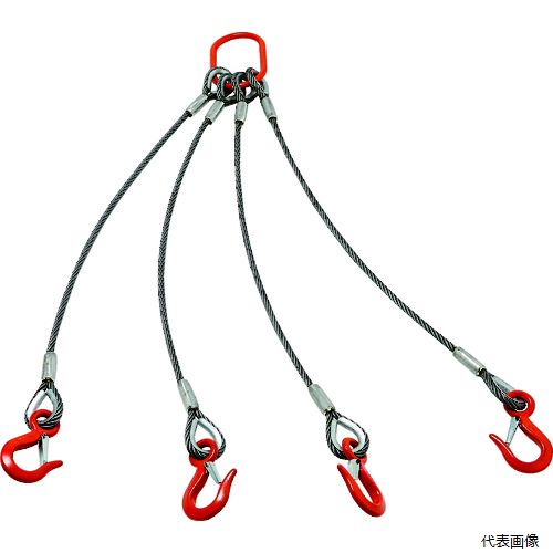 トラスコ TWEL-4P-6S1 TRUSCO 4本吊りアルミロックスリング フック付き 6mmX1m｜Pro-Tools　店