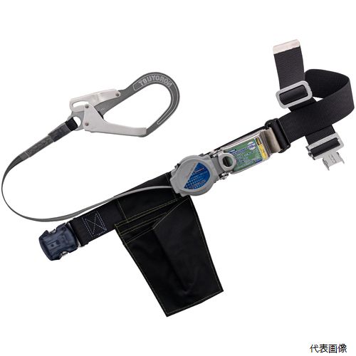 藤井電工 TB-TRL-OT593-BLK-M-BP TSUYORON 胴ベルト型墜落制止用器具(巻取タイプ)ロック機構付き 2WAYリトライト 黒 Mサイズ 幅50MM×長さ1200MM ワンタッチバックル仕様
