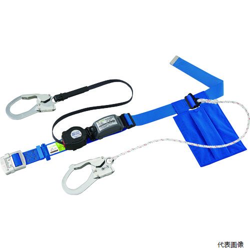サンコー SLN505-W-SB タイタン リーロックS2NEOライト ロック装置付巻取器＋補助ロープ式胴ベルト スカイブルー(墜落制止用器具)｜Pro-Tools　店