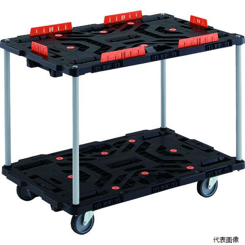 (代引き不可) トラスコ TRUSCO 連結式樹脂製2段台車 ビートル 900X600 自在5輪 コボレ止めセット付 ハンドルなし|Pro-Tools 店
