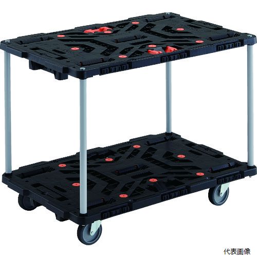 (代引き不可) トラスコ TRUSCO 連結式樹脂製2段台車 ビートル 900X600 自在5輪 とめたろう付 ハンドルなし|Pro-Tools 店