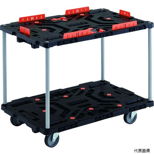(代引き不可) トラスコ TRUSCO 連結式樹脂製2段台車 ビートル 900X600 自在5輪 コボレ止めセット とめたろう付 ハンドルなし｜Pro-Tools　店