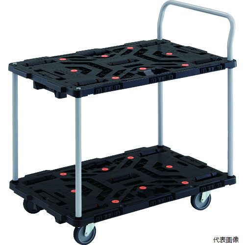 (代引き不可) トラスコ TRUSCO 連結式樹脂製2段台車 ビートル 900X600 自在5輪 ハンドル付 20,324円