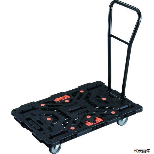(代引き不可) トラスコ TRUSCO 連結式樹脂製平台車 ビートル 900X600 自在5輪 脱着式ハンドル付 とめたろう付