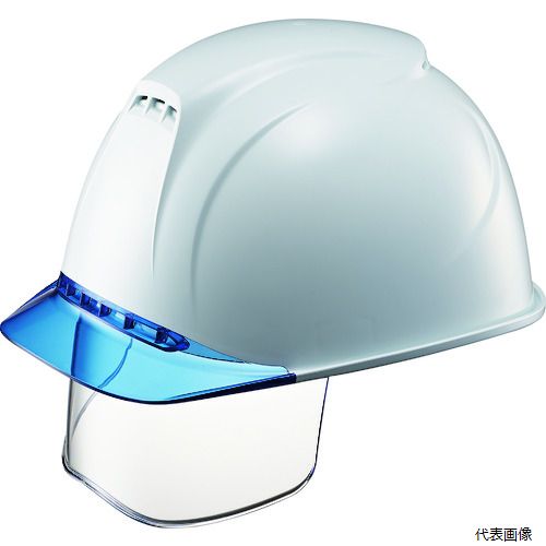 谷沢製作所 1830VJ-SE-V5-W1-J タニザワ エアライト搭載ヘルメット(透明バイザータイプ・溝付・通気孔付・ワイドシールド付) ST#1830VJ-SE(EPA) 透明バイザー：ブルー／帽体色：白