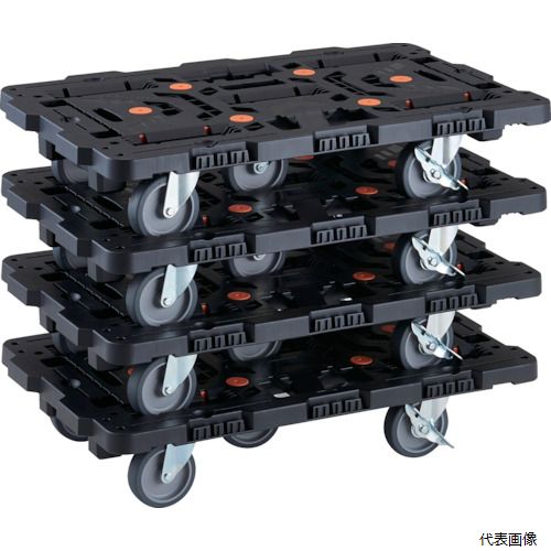 (代引き不可) トラスコ 4550414005550 TRUSCO まとめ買い 連結式樹脂製平台車 ビートル 700X450 自在5輪 内2輪ストッパー付 4台セット