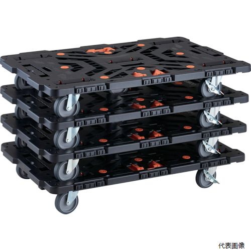 (代引き不可) トラスコ 4550414024551 TRUSCO まとめ買い 連結式樹脂製平台車 ビートル 900X600 自在5輪 内2輪ストッパー付 とめたろう付 4台セット|Pro-Tools 店