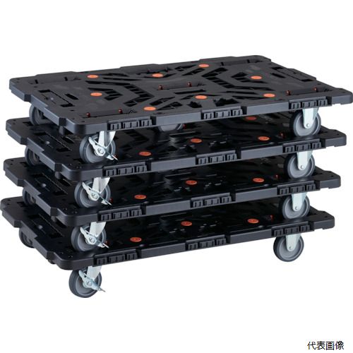 (代引き不可) トラスコ 4550414024599 TRUSCO まとめ買い 連結式樹脂製平台車 ビートル 900X600 自在3輪 内2輪ストッパー付 コボレ止めセット付 4台セット｜Pro-Tools　店