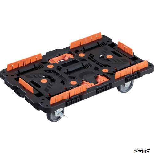 (代引き不可) トラスコ 4550414005628 TRUSCO 連結式樹脂製平台車 ビートル 700X450 自在3輪 内2輪ストッパー付 コボレ止めセット とめたろう付｜Pro-Tools　店