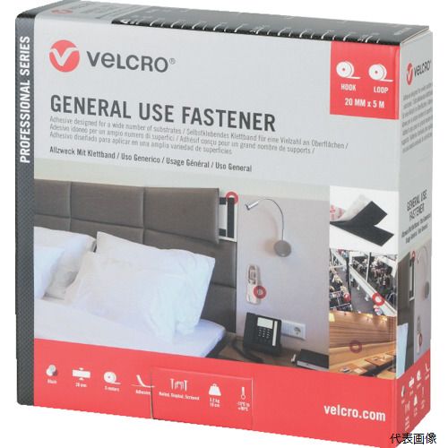 Velcro Europe VEL-PS20000 Velcro VELCRO[[R上]]結束テープ 多用途タイプ 幅20mm×長さ25m 黒