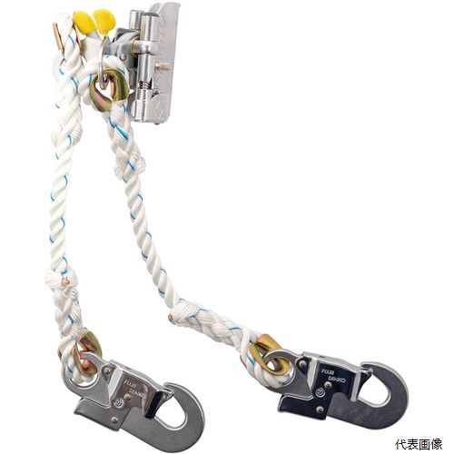 藤井電工 KS21-1W-BX TSUYORON 傾斜面作業用ロリップ(メインロープ用グリップ)身体保持用 KS21-1W 軽作業用(押爪1本式) 子綱2本タイプ