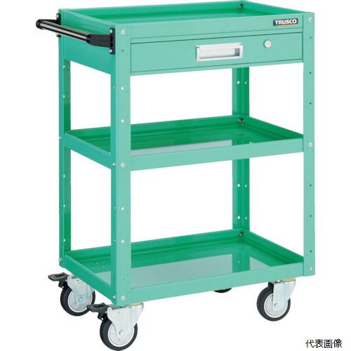 (代引き不可) トラスコ 4989999310351 TRUSCO ツールワゴン イーグルワゴン 750&times;500&times;H740 引出付 ウレタン4輪自在 ヤンググリーン｜Pro-Tools　店