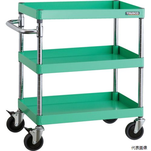 (代引き不可) トラスコ TRUSCO ツールワゴン フェニックスワゴン 省音 600X400XH740 3段 ヤンググリーン