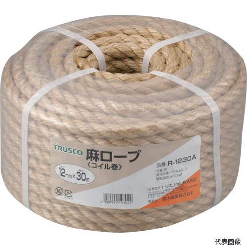 トラスコ R-1230A TRUSCO 麻ロープ 3つ打 線径12mmX長さ30m