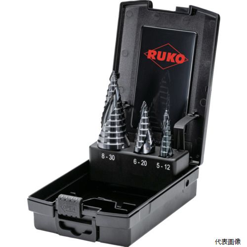 RUKO 101626PRO 2枚刃スパイラルステップドリルセット 「アルティメットカット」 3本組 フローステップチップ ルナテックコーティング