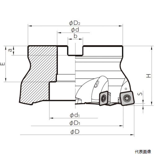 京セラ MFH125R-14-7T 高送りカッタ MFH Harrier フェースミル(SOMT14タイプ)インチ仕様 刃径125mm 刃数7枚 全長63mm
