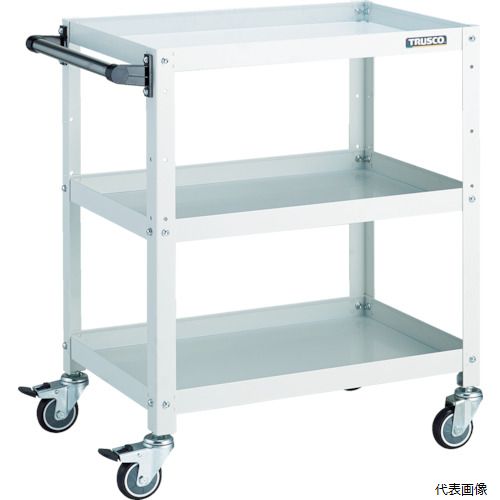 【スタンプラリー】(代引き不可) トラスコ RBW-763HU W TRUSCO ツールワゴン ラビットワゴン 600&times;400&times;H740 ハンドル付 ウレタン車輪 ホワイト｜Pro-Tools　店