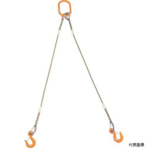 トラスコ GRE-2P-6S1 TRUSCO 2本吊り玉掛けワイヤロープスリング Wスリング フック付き 6mmX1m