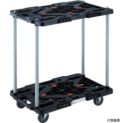 (代引き不可) トラスコ TRUSCO 樹脂製台車 2段式ルートバン 600X400 ハンドル無 黒