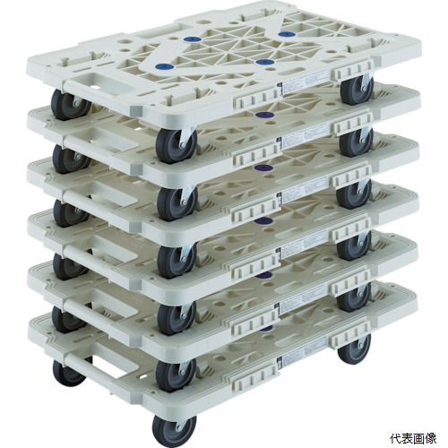 【スタンプラリー】(代引き不可) トラスコ MPK-600J-W-M6 TRUSCO まとめ買い 樹脂製平台車 ルートバン MPK-600J-W 6台セット
