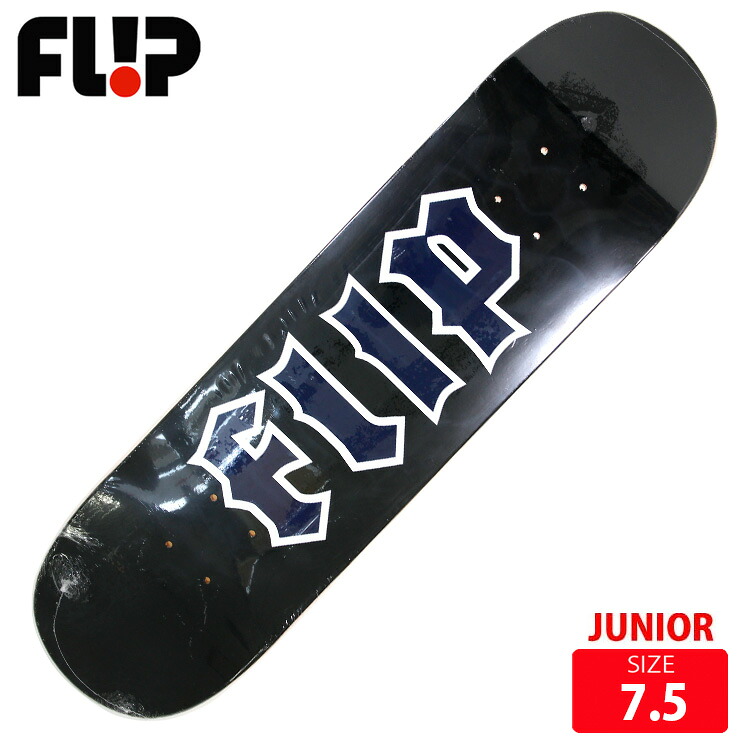 ジュニア スケボー デッキ フリップ FLIP LTD CANCELED LOGO BLK/DBLUE DECK SIZE 7.5 スケートボード SKATEBOARD 26SM｜QUESTONS -クエストン-