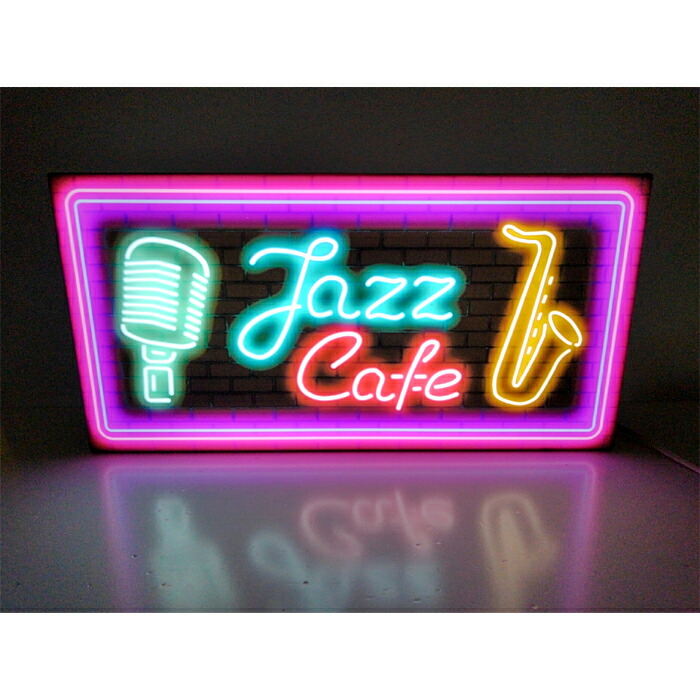【LEDデザインライト】ジャズ ジャズカフェ ジャズバー ジャズバンド バー　ライブバー サックス ネオン風 看板 インテリア 雑貨 置物◆Lサイズ-3◆