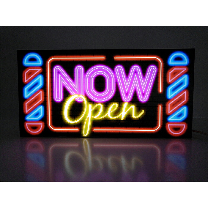 【LEDデザインライト】バーバー BARBER 理容室 床屋 散髪屋 サロン NOW OPEN WELCOME ネオン風 看板 インテリア 雑貨 置物◆Lサイズ-7◆