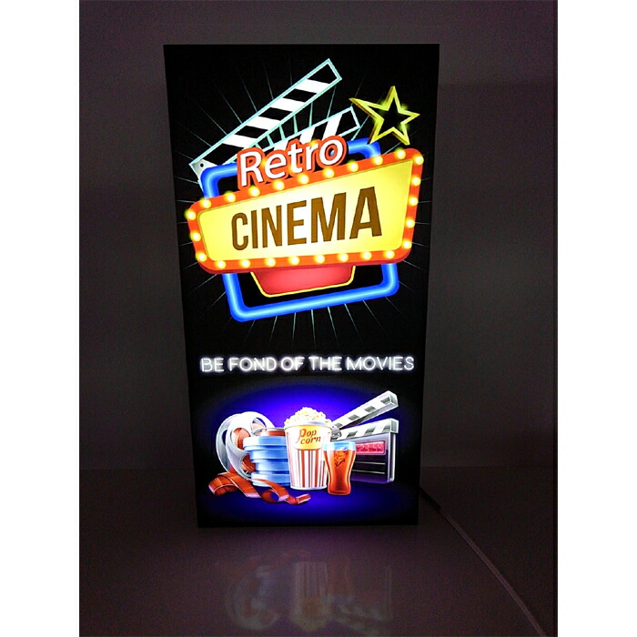 【LEDデザインライト】RETRO CINEMA CINEMA シネマ SHOW TIME MOVIE TIME 映画 映画鑑賞 ホームプロジェクター鑑賞 ポップコーン ネオン風 レトロ 看板 インテリア 雑貨 置物◆Lサイズ-4◆