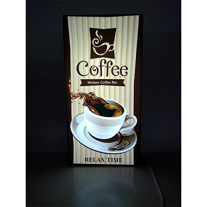 【LEDデザインライト】COFFEE コーヒー コーヒーショップ カフェ 喫茶店 フード コーヒーカップ BREAK TIME ブレークタイム WELCOME 看板 インテリア 雑貨 置物◆Lサイズ-2◆