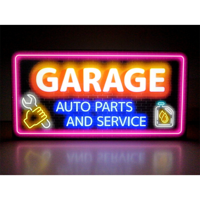 【LED目論むともし火】 GARAGE AUTO SERVIS AUTO PARTS   車宿り オート一部分 オートお持て成し 給油所 車 車屋 自動二輪車 自動二輪車販売店  USA アメリカン アメリカン雑貨 WELCOME OPEN ネオン風 貼り出し 室内装飾 雑貨 飾りつけ◆L大いさ◆