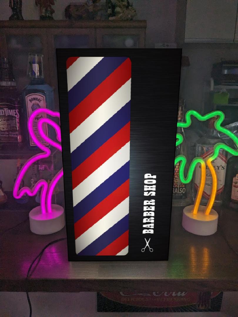 【Lサイズ】BARBER SHOP バーバーショップ 理容室 理容室 ヘアーサロン 床屋 サインポール ヘアーカット 髪 ブロー シェイビング インテリア 装飾 プレゼント 店舗 自宅 パーティー イベント テーブル カウンター ランプ 照明 看板 置物 雑貨 ライトBOX 電飾看板 電光看板