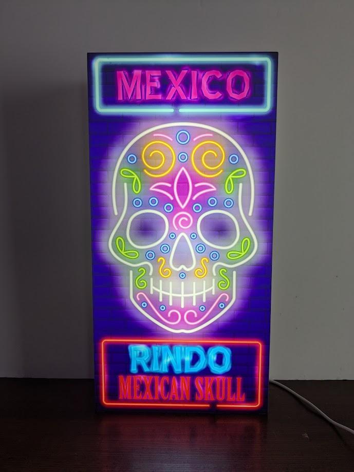 カラベラ メキシカン スカル インテリア ネオン風 看板 ローライダー チカーノ カラベラ メキシカン スカル インテリア ネオン風 看板