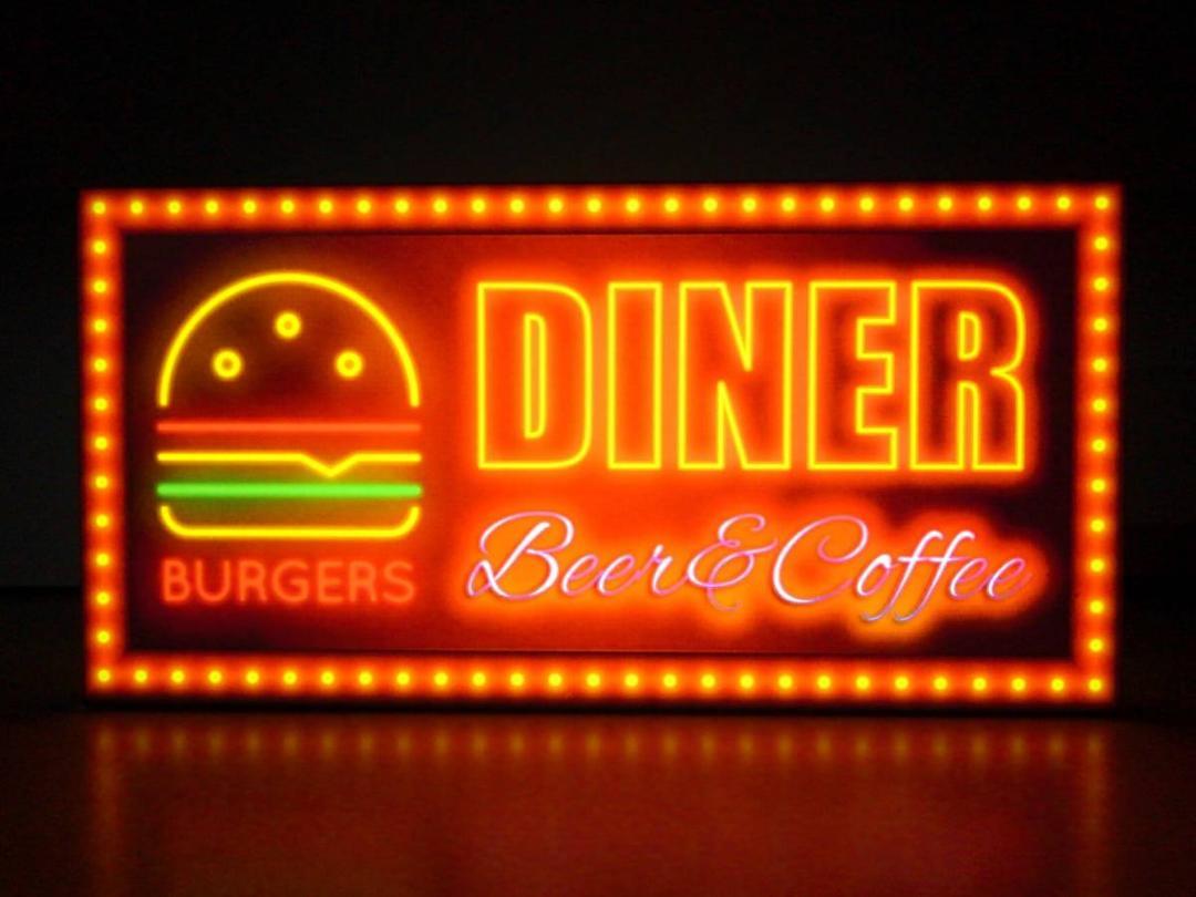 電飾看板 アメリカン クラシック LED Sign ハンバーガー サインライト 電飾看板 アメリカン クラシック LED Sign ハンバーガー サイン