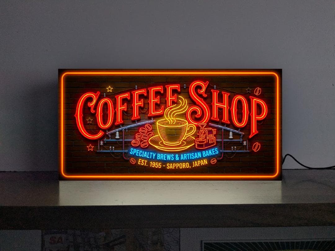 【オーダー無料 Lサイズ】コーヒーショップ 珈琲 コーヒービーンズ COFFEE SHOP 喫茶店 CAFE お家カフェ プレゼント 店舗 自宅 屋台 キッチンカー パーティー イベント テーブル カウンター サイン ランプ 照明 看板 置物 アメリカン雑貨 ライトBOX 電飾看板 電光看板