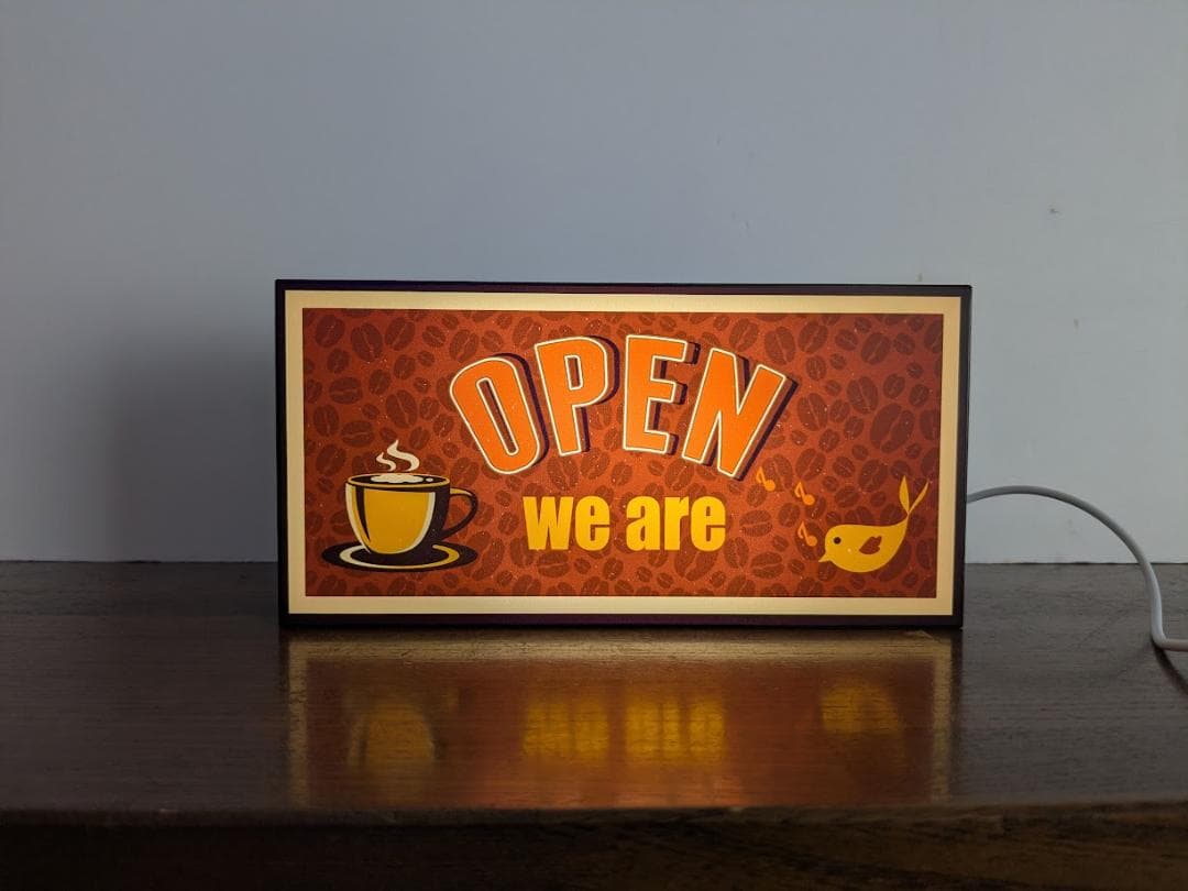 【両面顕われ※裏は光りません L大きさ】OPEN CLOSE 開けっ広げ 取り引き中 喫茶 喫茶店 CAFE 珈琲 コーヒー 平成レトロ 差し上げ物 バス発着場 住みか 屋台 勝手もと鉄道車両 寄りあい でき事 時刻表 カウンタ 両面顕われ 照明ランプ 照明装置 貼り出し 飾りつけ 雑貨 ともし火BOX 電飾貼り出し 雷公貼り出し