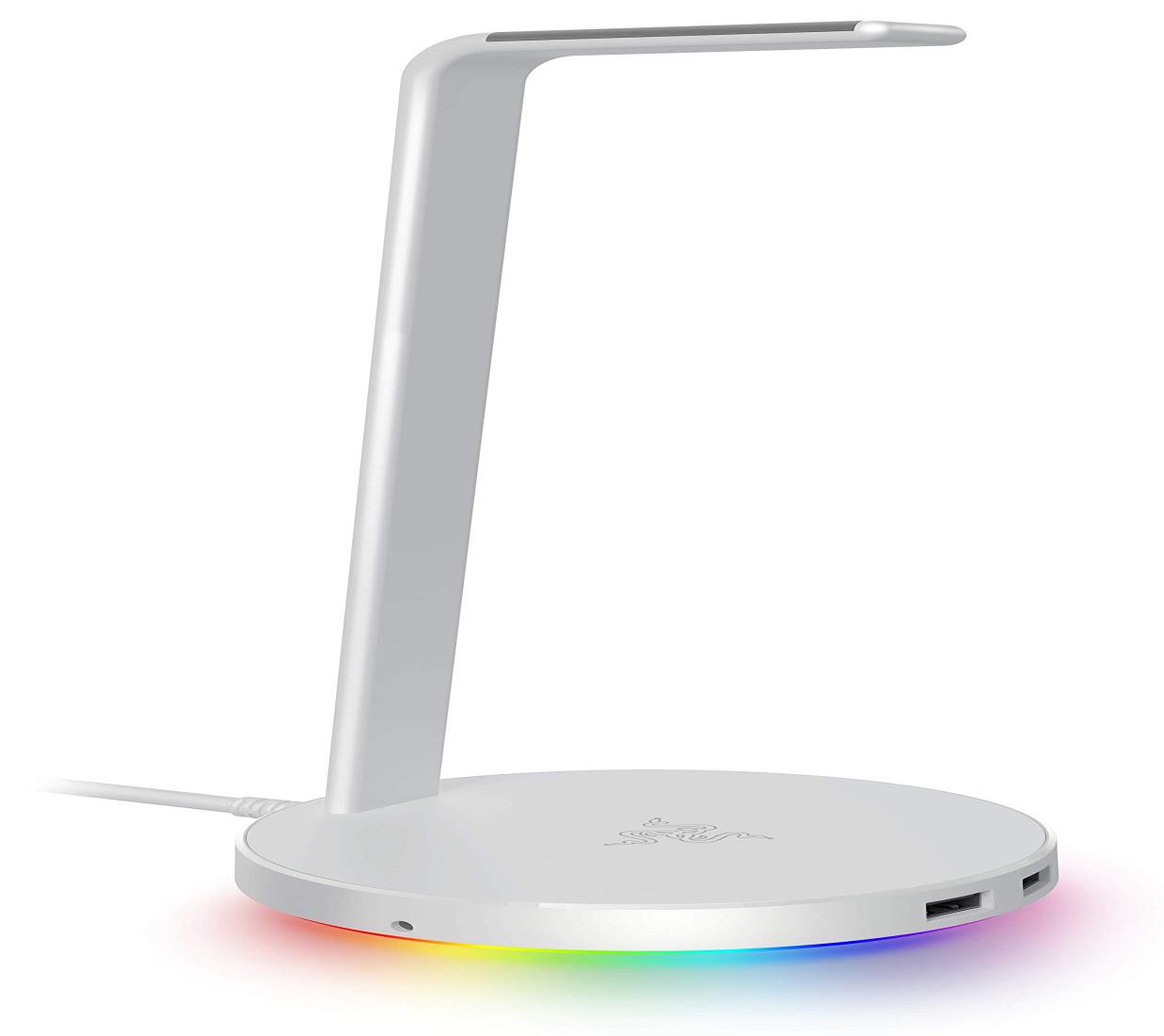 Razer Base Station V2 Chroma Mercury White ヘッドホンスタンド 滑り止めベース付き USBハブ 2ポート RGB対応 RC21-01510300-R3M1|セレクトショップ RST