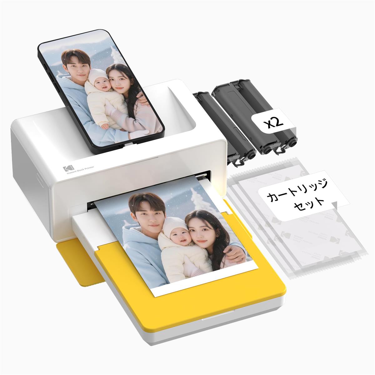 コダック KODAK Dock Plus 4PASS インスタント印刷工(10x15糎)+50枚バンドル(印刷工本体10枚入り口・入口+40枚)