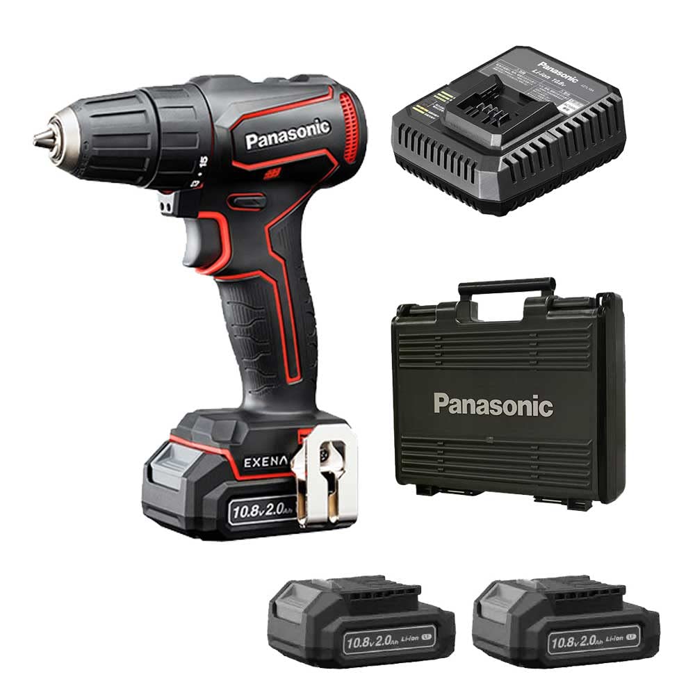 パナソニック(Panasonic) 申し受けるせん孔機１番ウッド 10.8V 2.0Ah蓄電池容器に並べる×2個 申し受ける器 可塑性物質容れもの付 ファスナー印字機 EXENA Lつづき物 EZ1D31F10D-R 赤いこと