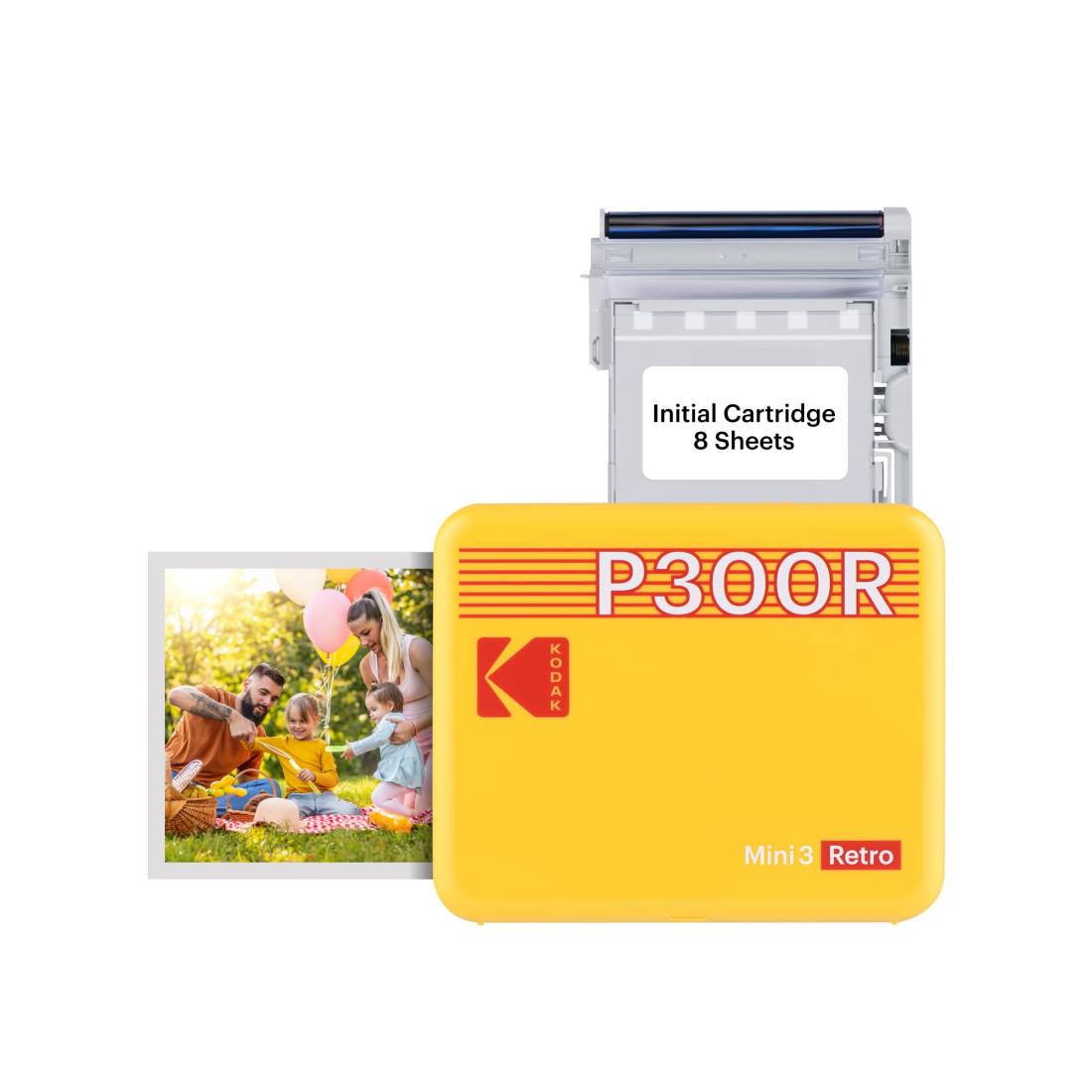 コダック KODAK Mini 3 レトロ 4PASS ポータブルフォトプリンター(7.6cmx7.6cm)+プリンター本体8枚入り、イエロー