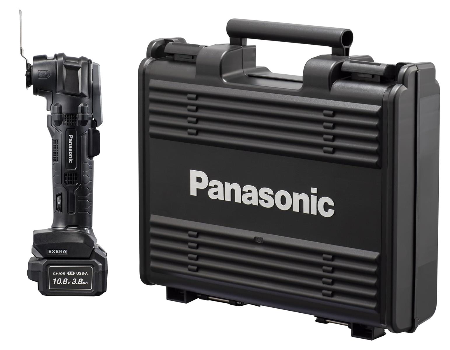 パナソニック(Panasonic) 充電マルチツールセット EXENA 本体/プラスチックケース/急速 充電器(リチウム イオン専用)/10.8V電池×2/木材・金属兼用ブレード 小型 軽量 高容量 ブレーキ付 長時間作業 ブレード 電動工具 建築現場 作業場 プラスチックケース付き 電気工事 EZ1G