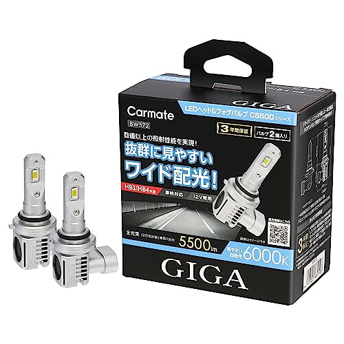 カーメイト GIGA 車用【LED ヘッド&フォグバルブ】 C5500 シリーズ 6000K 【 HB3/HB4 】5500lm 見やすいワイド配光 BW572