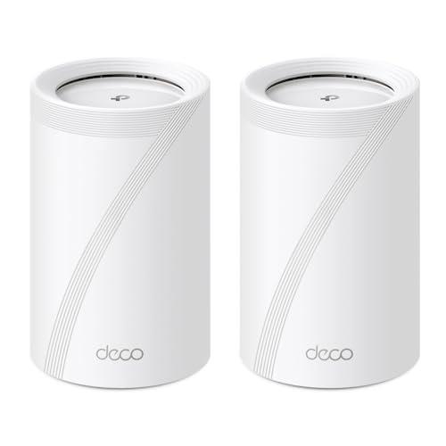 TP-Link 無線LAN 7 ルータ メッシュ 無線LAN 取り合わせ 取り組みダンス楽隊 5760 Mbps (6GHz) + 2880 Mbps (5GHz) + 574Mbps (2.4GHz) 2.5Gbps イーサネットポートx1 シームレス人工知能学メッシュ MLO 320MHz TP-Link 2社会的単位 Deco BE65 2-pack