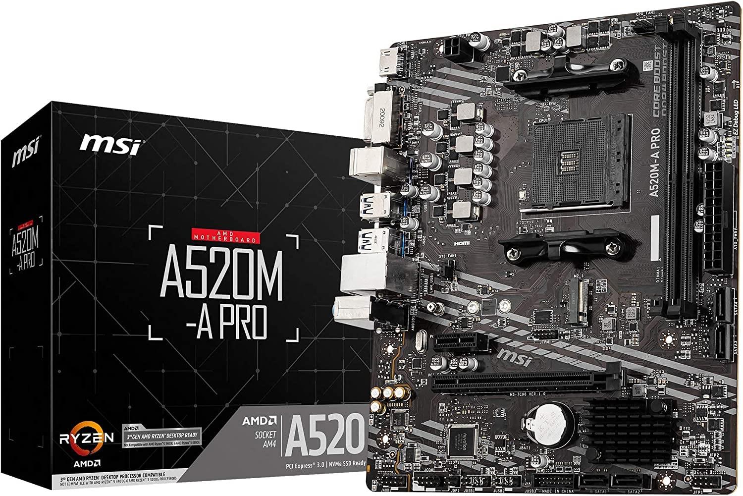 MSI マザーボードA520M-A PRO 【Ryzen 5000シリーズ (AM4)対応】 Micro ATX [AMD A520搭載] MB5136